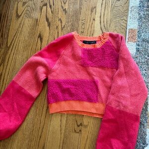 House of Harlow Pink and Orange Cropped Sweater